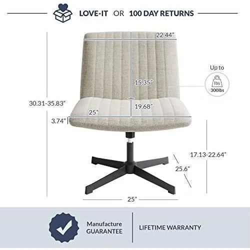 Beige Armless Ergonomic Office Chair With Height Adjustment And Tilt Function G638