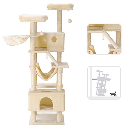 Light Gray 69 Inch Cat Tree with Scratching Posts O79980