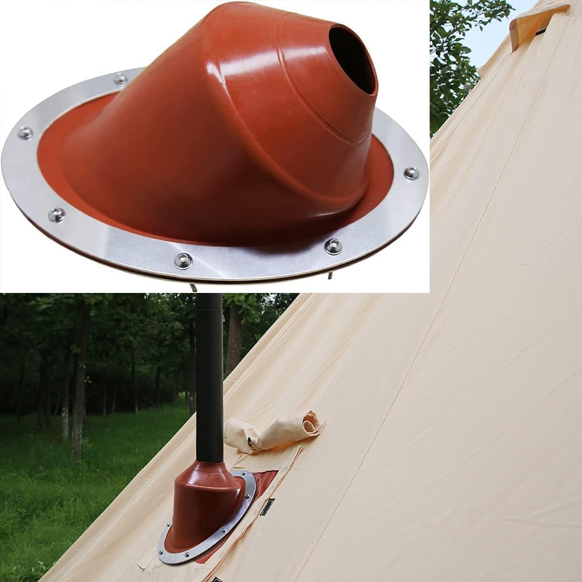 4 Season Cotton Canvas Bell Tent with Stove Jack Hole A239603