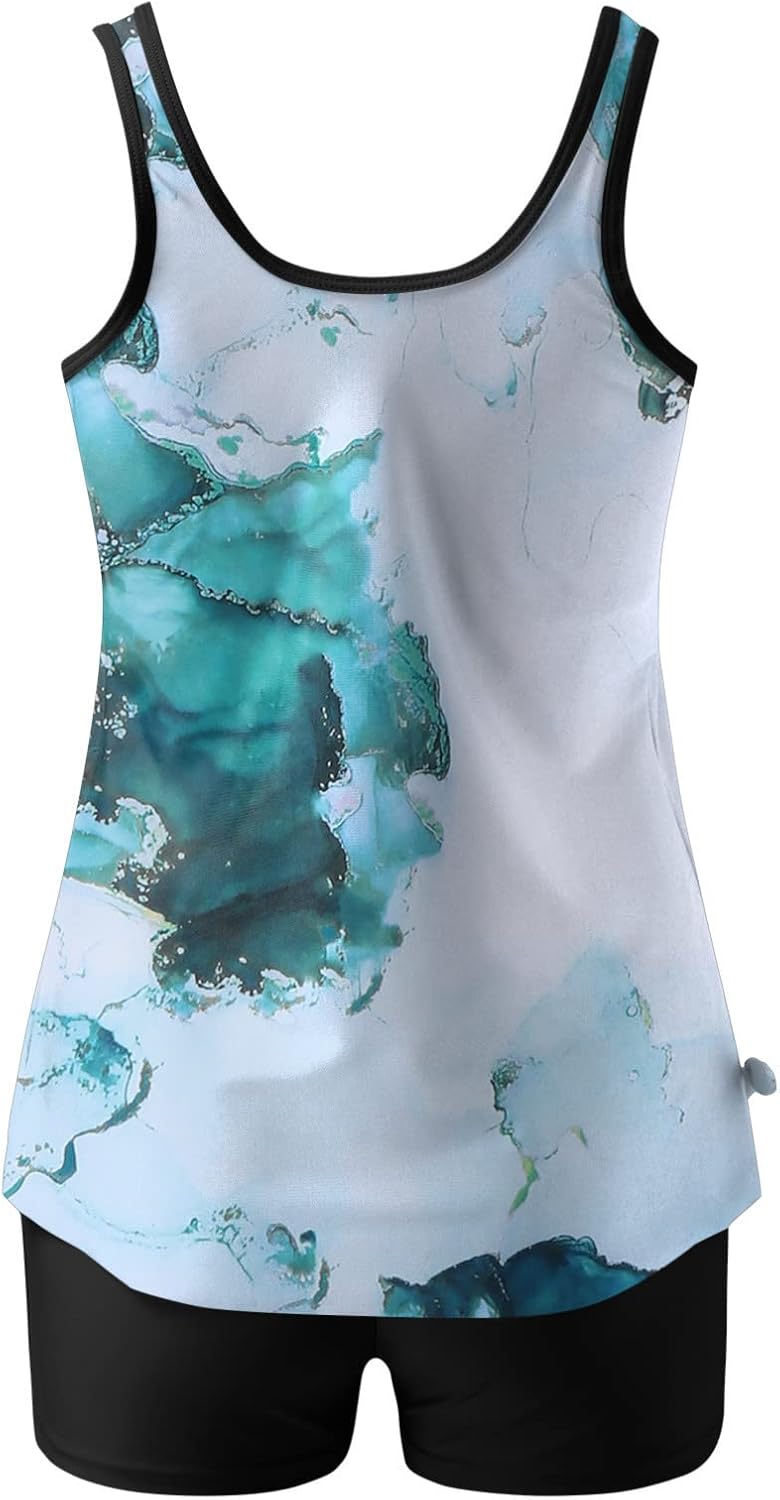 Green Tankini with Shorts Swimsuits C189