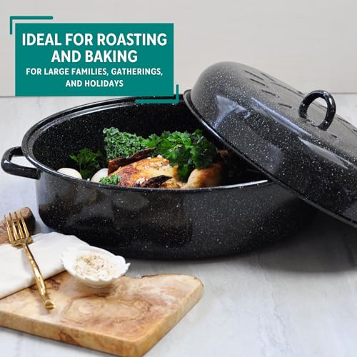 Black Covered Oval Roaster with Lid Z33609