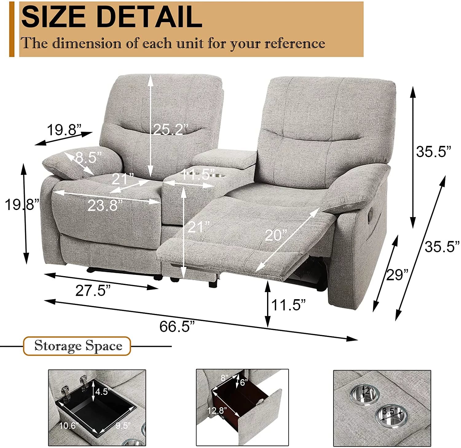 Fabric Double Reclining Loveseat with Console D429