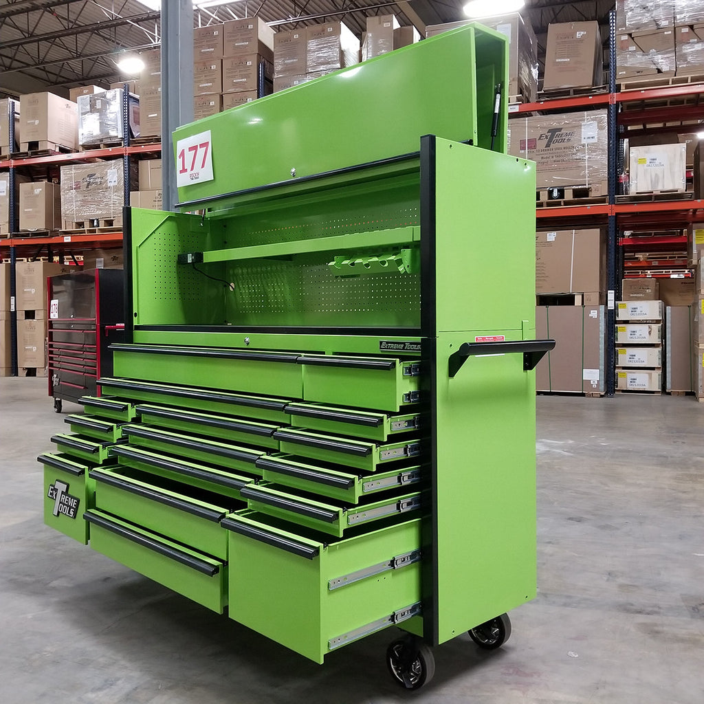 Green-Black Triple Bank Roller & Hutch Combo Toolbox V135