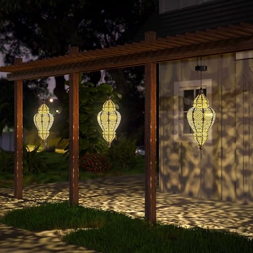 Gold Plastic Solar Hanging Lantern I892