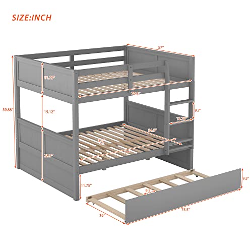 Twin Over Full Solid Wood Bunk Bed with Slide and Stairs D861371