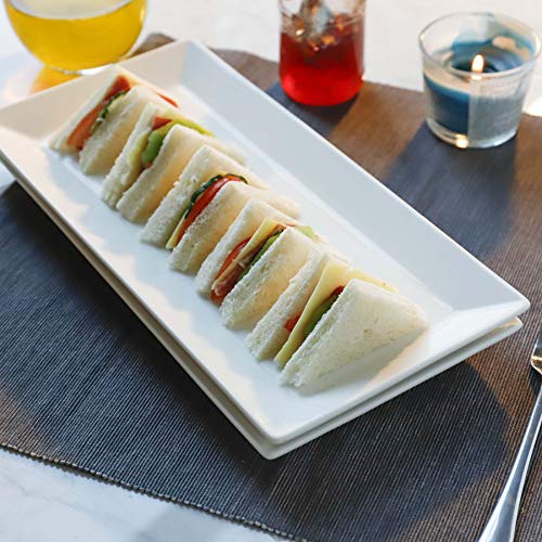 White 12 Inch Porcelain Rectangular Serving Platters Set of 4 V653275