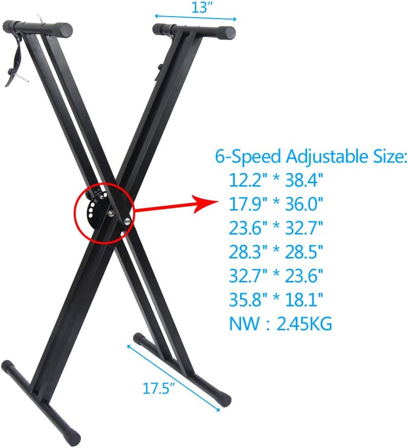 Heavy-Duty Double-X Adjustable Piano Keyboard Stand and Classic Piano Bench H9157