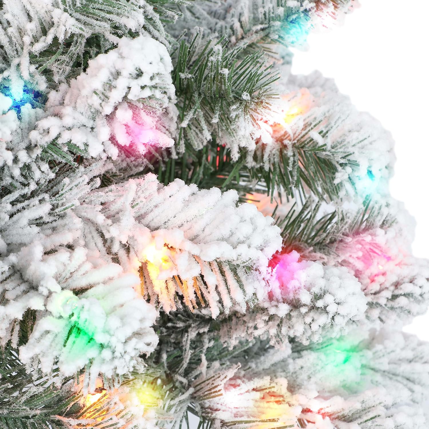 6.5 ft Pre-lit Flocked Virginia Pine Tree 787 Tips 300 UL Multi-Color Lights R855696