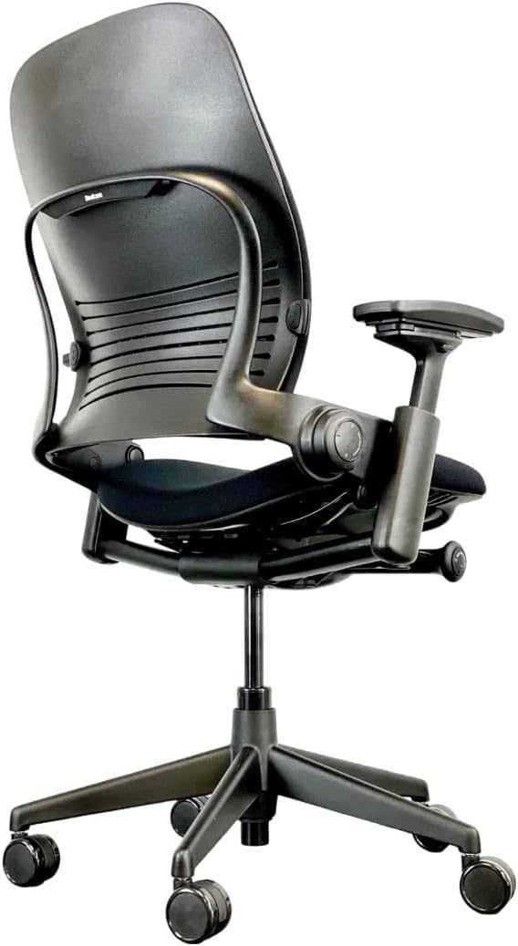 Black Fabric Black Frame Office Chair with Lumbar Support R4943