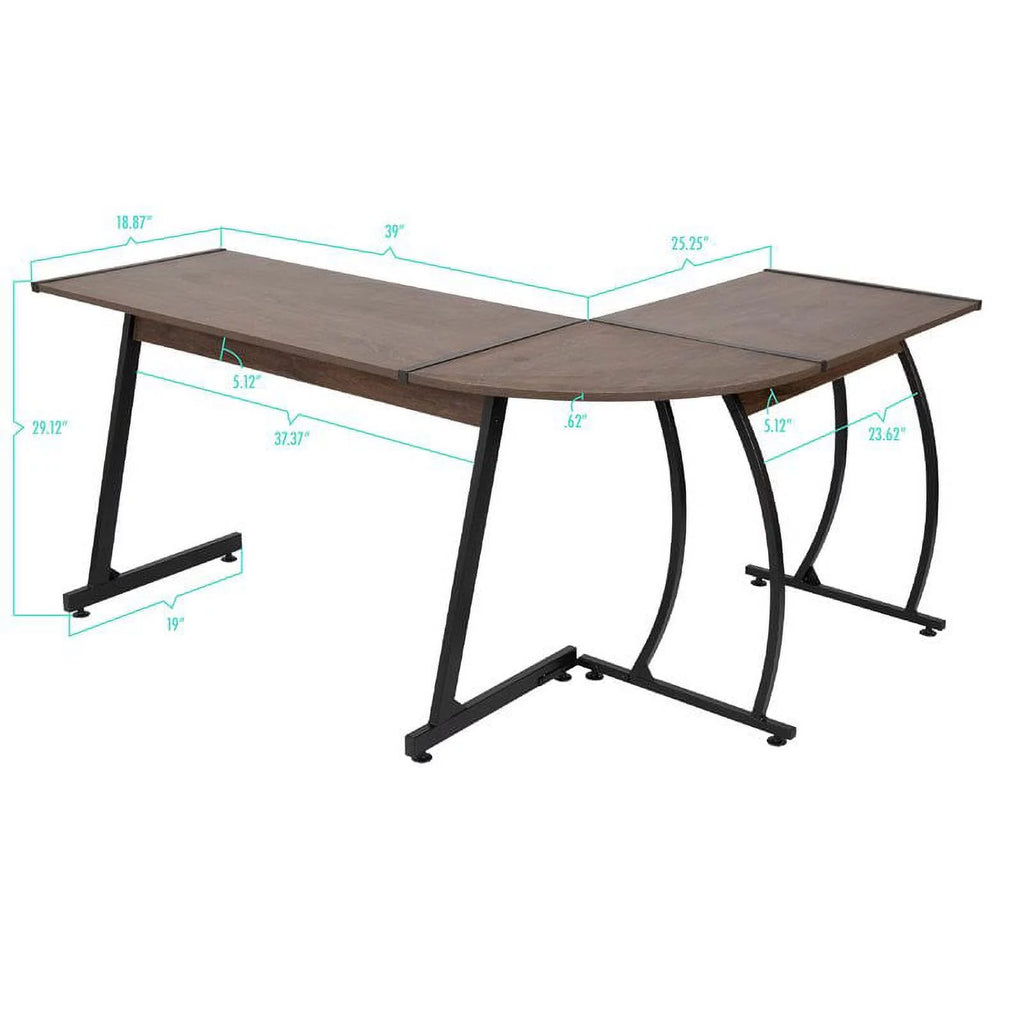 Aged Oak L-Shaped Corner Computer Desk L5454