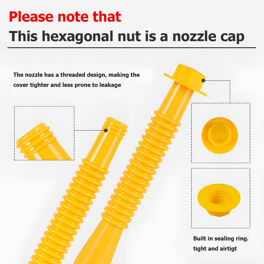 Gas Can Spout Replacement Kits, Flexible Gas Can Nozzle with Screw Collar Caps, Spout Sealing Cap, Rubber Gasket, Replacement Vent Caps B5810