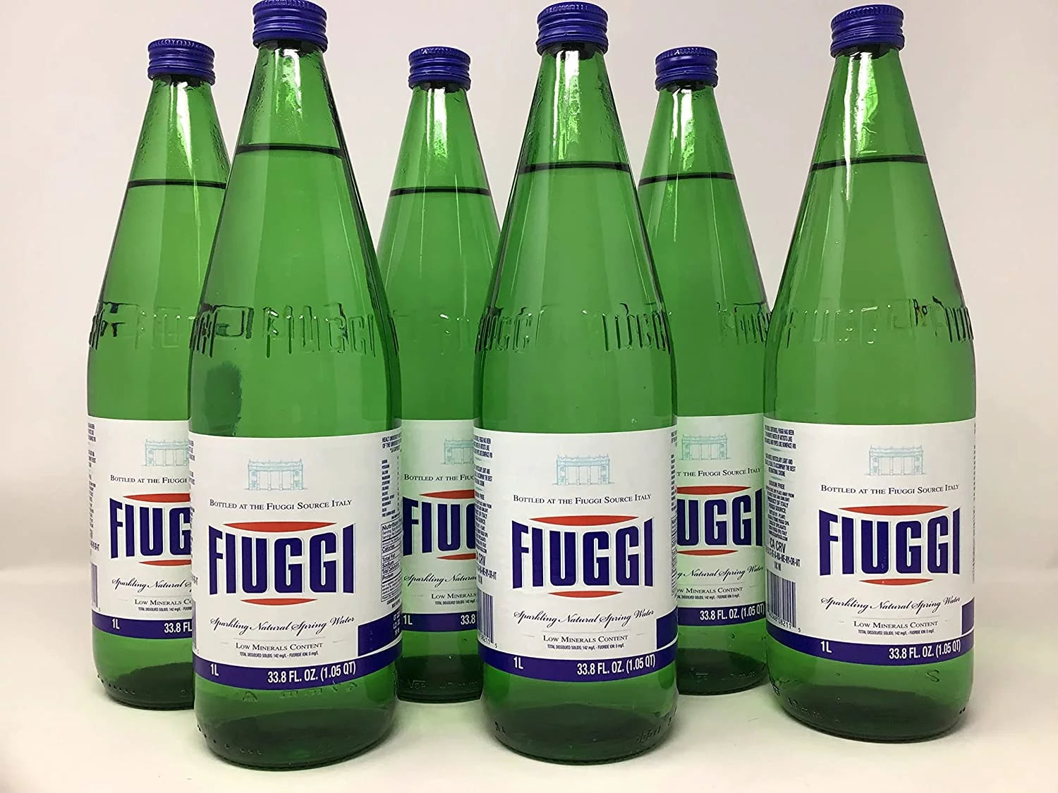 Natural Mineral Sparkling Water, 6 1L Glass Bottles Z579
