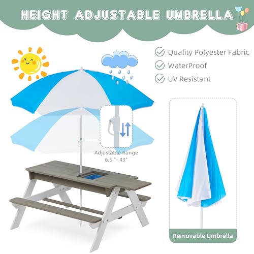 Wooden Sand & Water Table with Umbrella B829