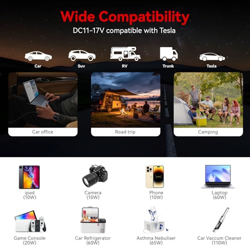 300W Car Power Inverter DC 12V to 110V AC with 30W USB-C & 18W USB-A Dual AC Outlet U2299