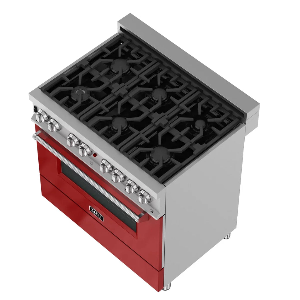 36 in. Dual Fuel Range with Red Gloss Door K33786