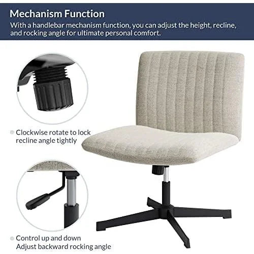 Beige Armless Ergonomic Office Chair With Height Adjustment And Tilt Function G638