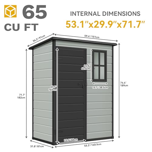 Blue-Gray 5x3 FT Resin Outdoor Storage Shed with Floor X5637
