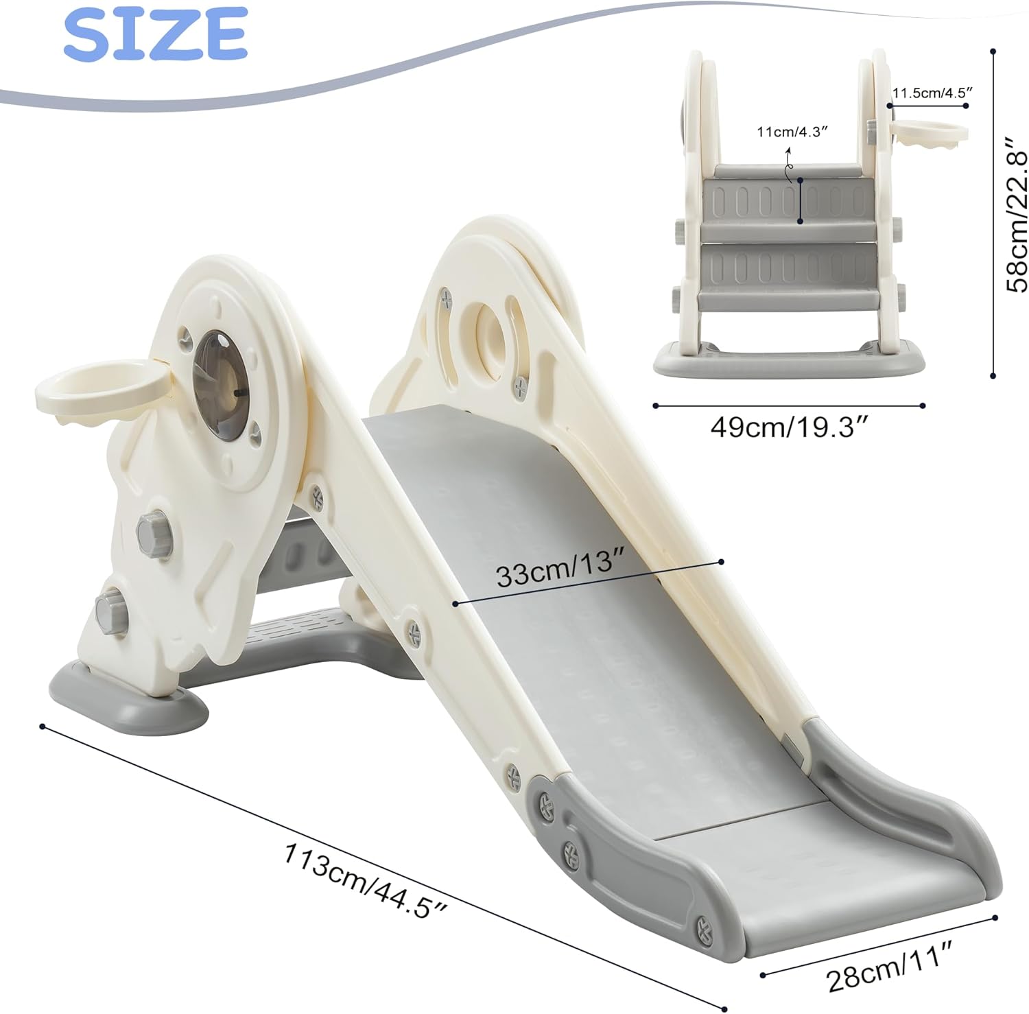 Toddler Slide Set, 2 in 1 Kids Slide with Climber and Basketball Hoop Y715966