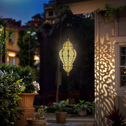 Gold Plastic Solar Hanging Lantern I892