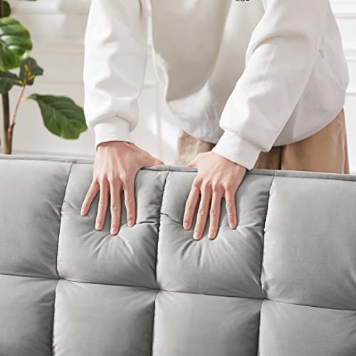 Grey Velvet 3 in 1 Convertible Sleeper Sofa with Pullout Bed H74465