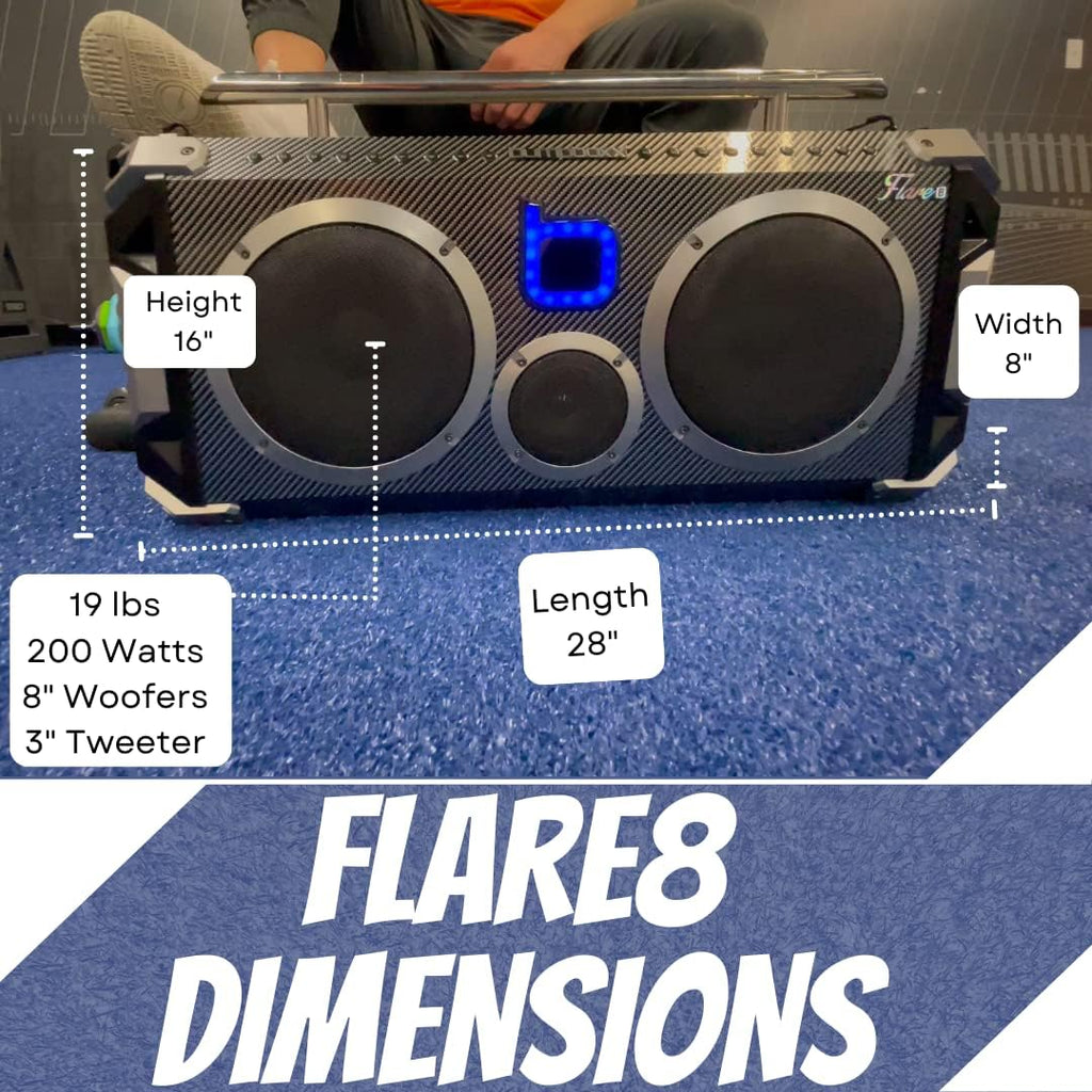 Blue Retro Bluetooth Boombox Speaker with Wireless Microphone E496