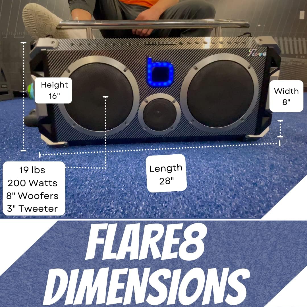Blue Retro Bluetooth Boombox Speaker with Wireless Microphone E496