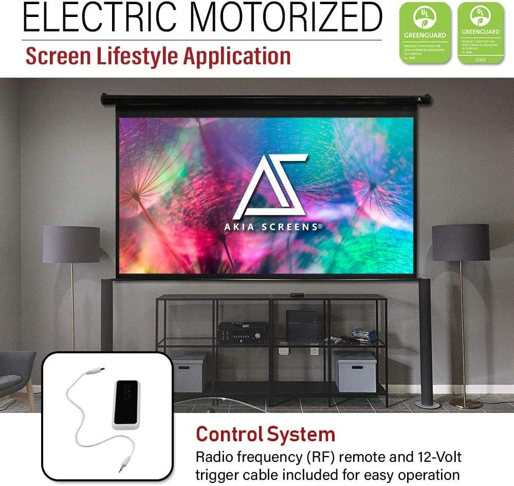 125 inch Motorized Electric Drop Down Projector Screen 16:9 Black S817