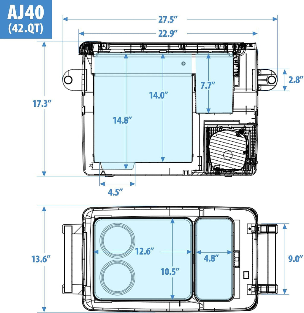 42 Quarts Portable Freezer Fridge, 12 volt Refrigerator P9272