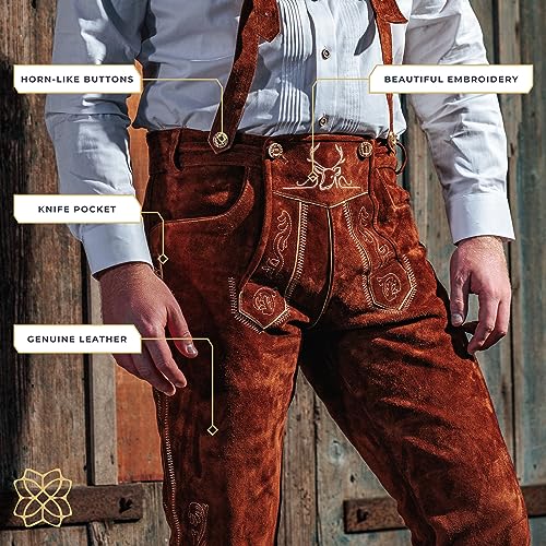 Genuine Leather Light Brown Knee Lederhosen K4161