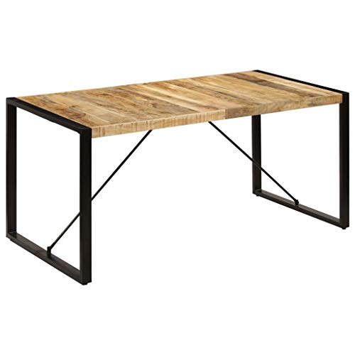 Solid Mango Wood Dining Table with Powder Coated Steel Legs H863659