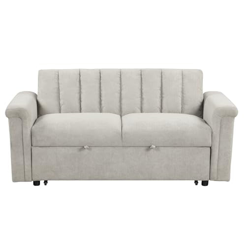 Gray Convertible Sofa Bed with Adjustable Backrest W145919