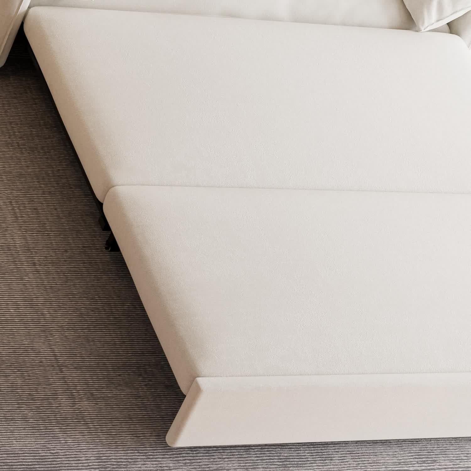 Beige Velvet Queen Size Futon Sofa Bed M8905