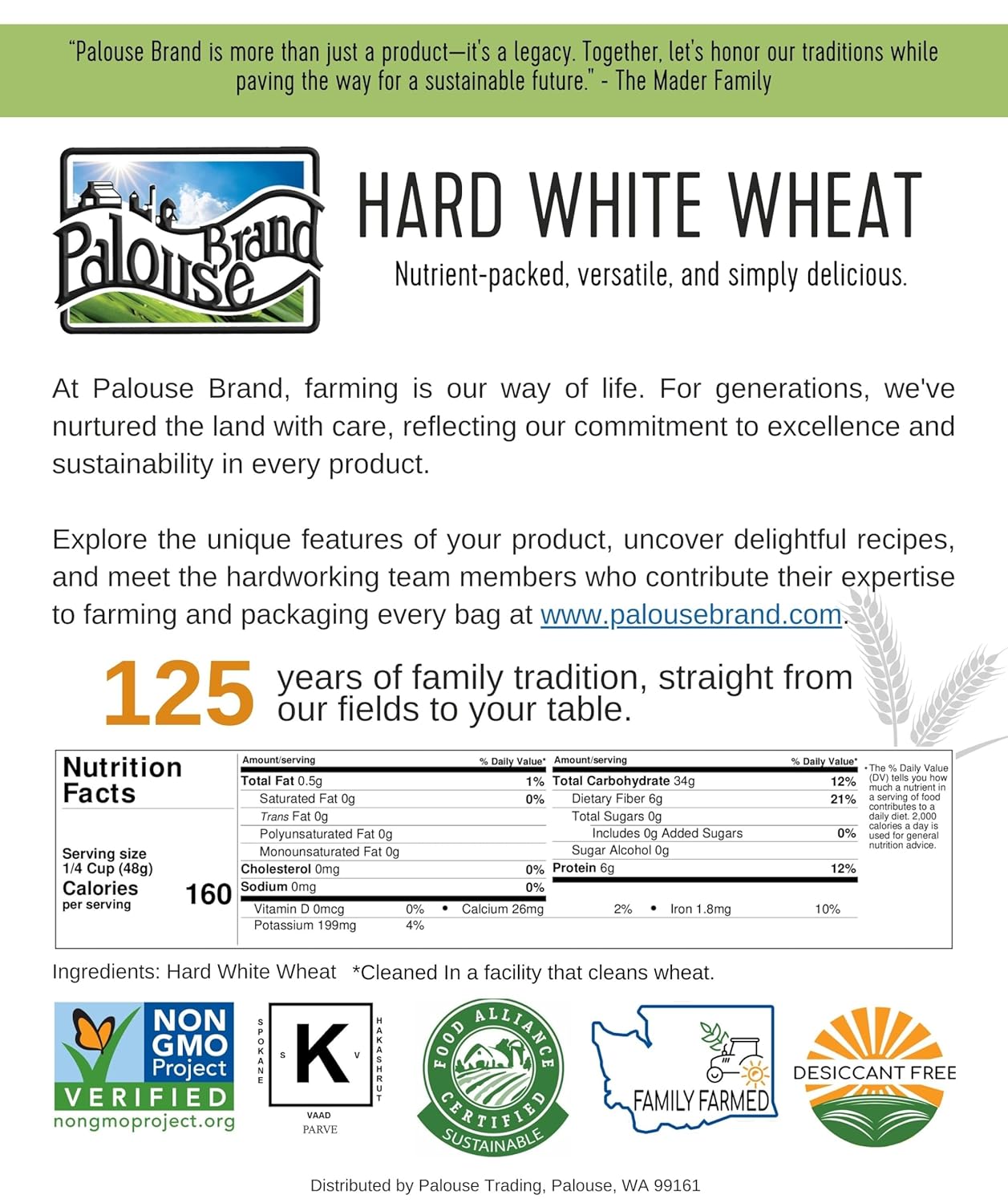 25 LBS Hard White Wheat Berries K552612