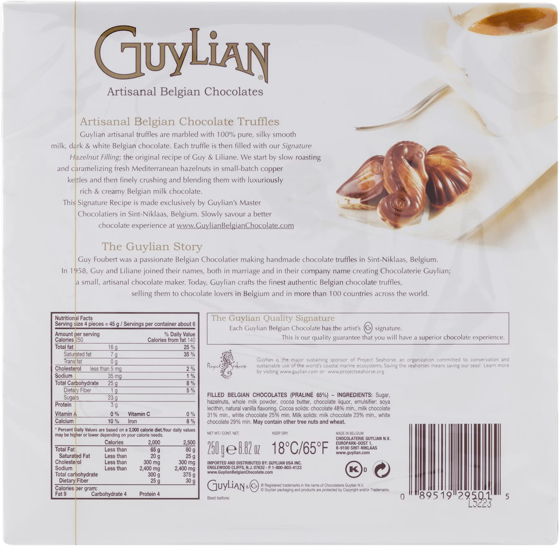Belgian Seashell Truffles with Hazelnut Filling Chocolate, 8.8 Oz. E508550
