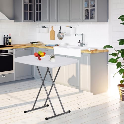 White 4 Foot Plastic Folding Table with Carrying Handle G79264