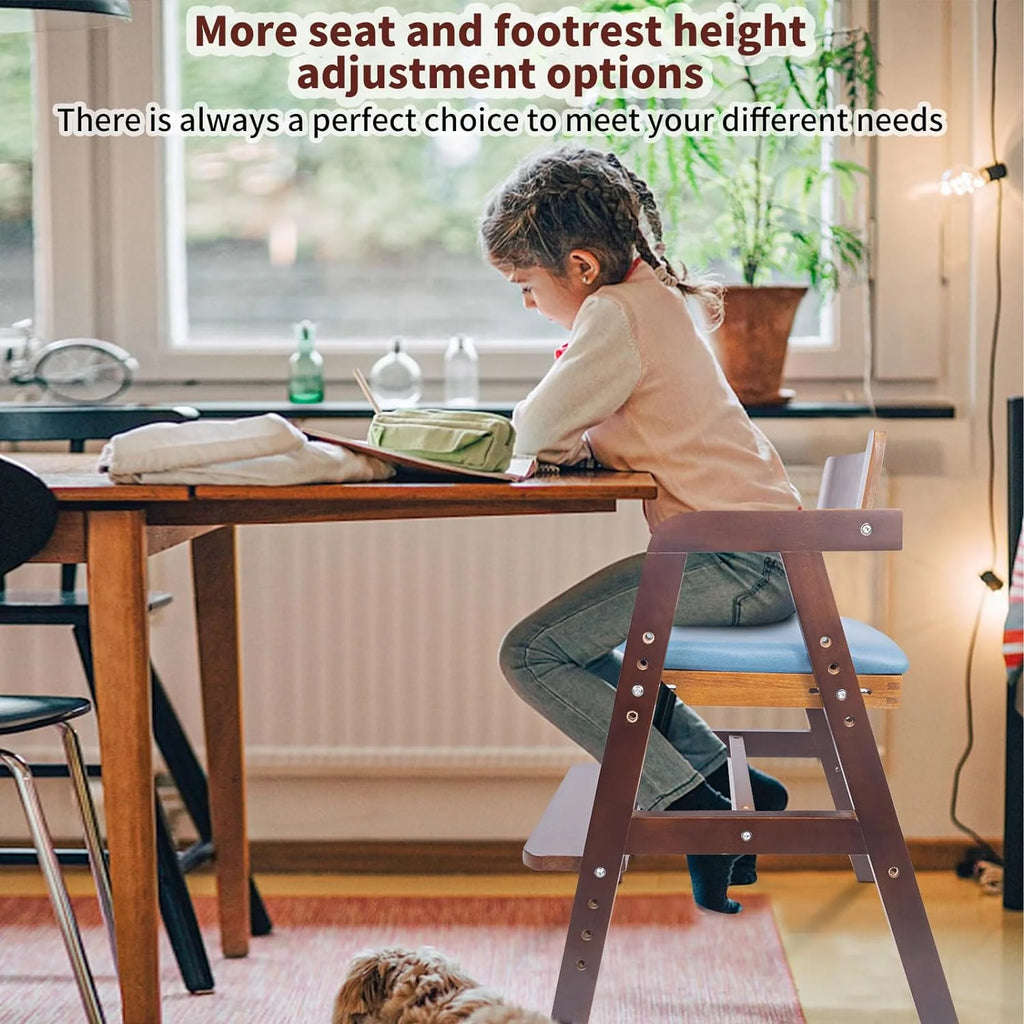 Wooden Adjustable Toddler High Chair with Waterproof Cushion T73266