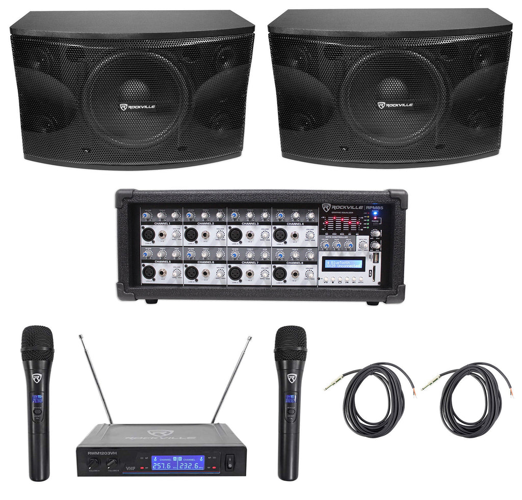 12" 3-Way 1600w Karaoke Speakers with Amplifier and Wireless Mics A152