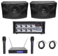 12" 3-Way 1600w Karaoke Speakers with Amplifier and Wireless Mics A152