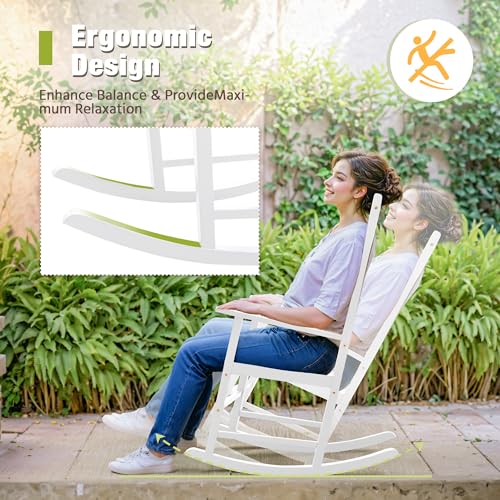 Brown Acacia Oversized Outdoor Rocking Chair Q64656