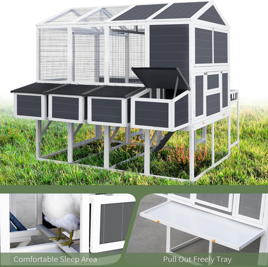 95'' Wooden Chicken Coop with 4 Nesting Box J90623