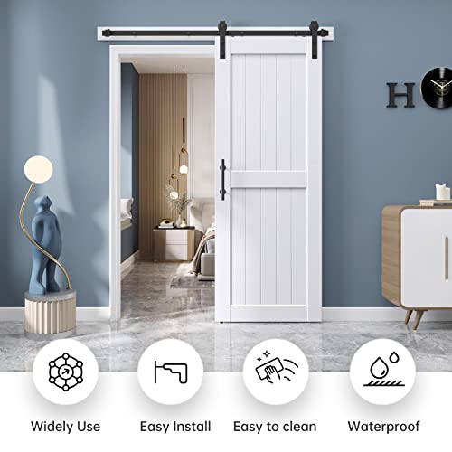 White Barn Door with Sliding Door Hardware Kit I680990
