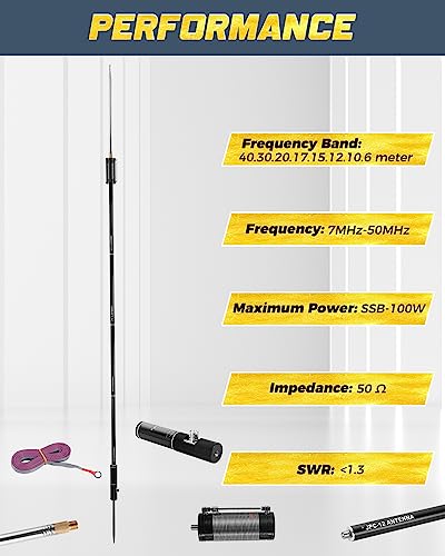 HF Vertical Antenna 7MHz-50MHz 40m-6m 8 bands 4.1 Meter F9862