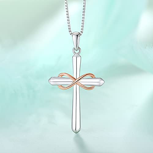 925 Sterling Silver Polished Cross Pendant Necklace K37938