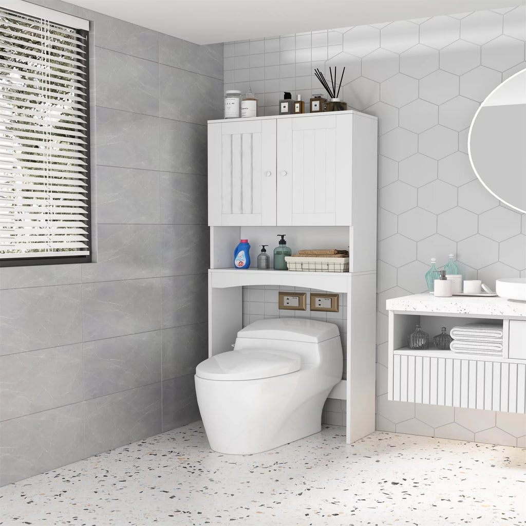 White Bathroom Shelf Over The Toilet Cabinet Organizer A85201
