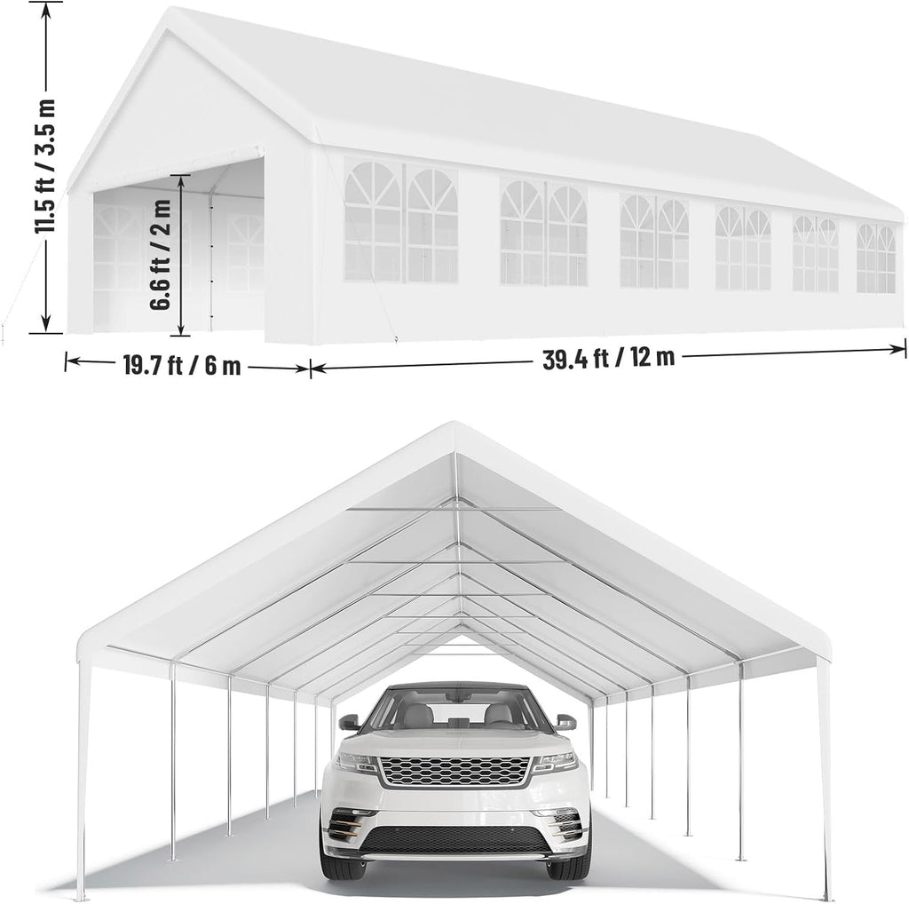 White 20'x40' Heavy Duty Party Tent with Removable Sidewall Windows E21706