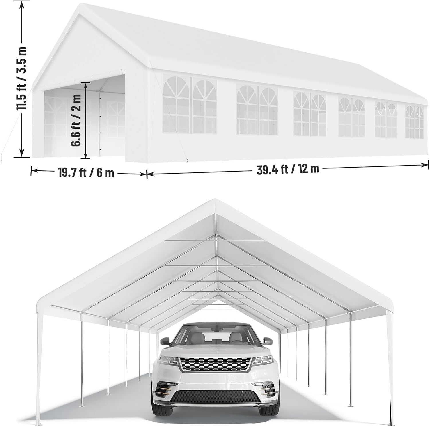 White 20'x40' Heavy Duty Party Tent with Removable Sidewall Windows E21706