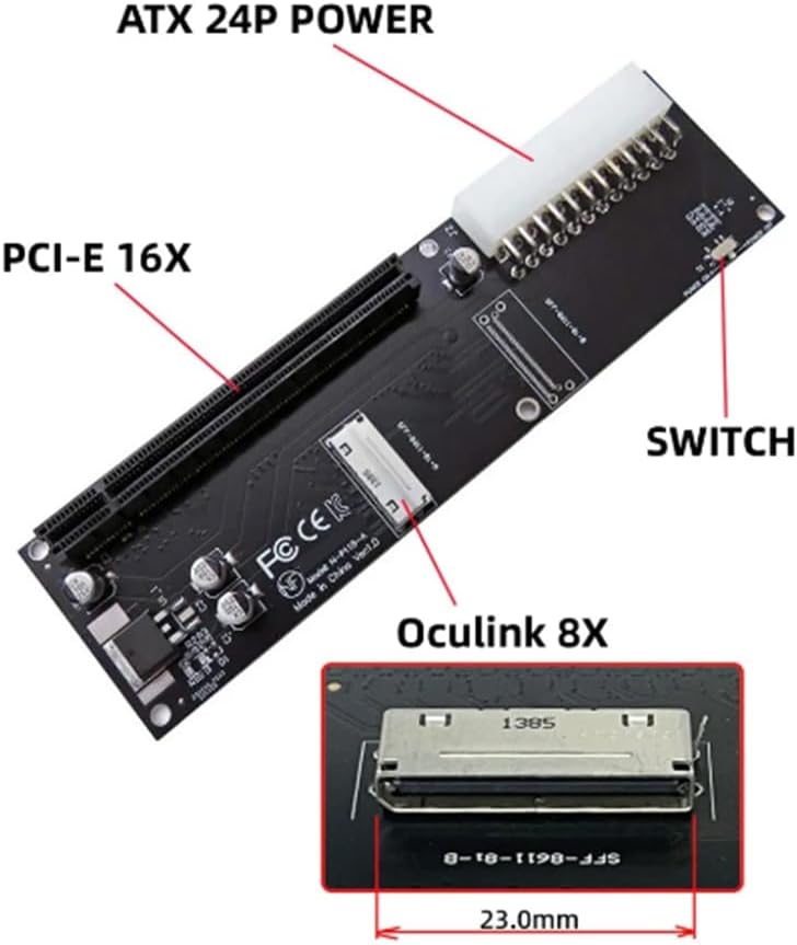 Oculink SFF-8612 8X to PCIE X16 PCI-Express Adapter Black O980297