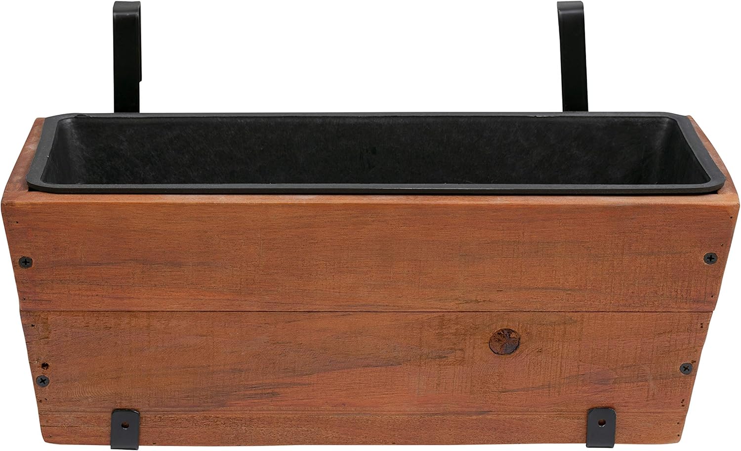 Recycled Wood Rectangular Hanging Planter, 2-Pack, Brown, 18.9" x 7.87" x 7.5" O969157