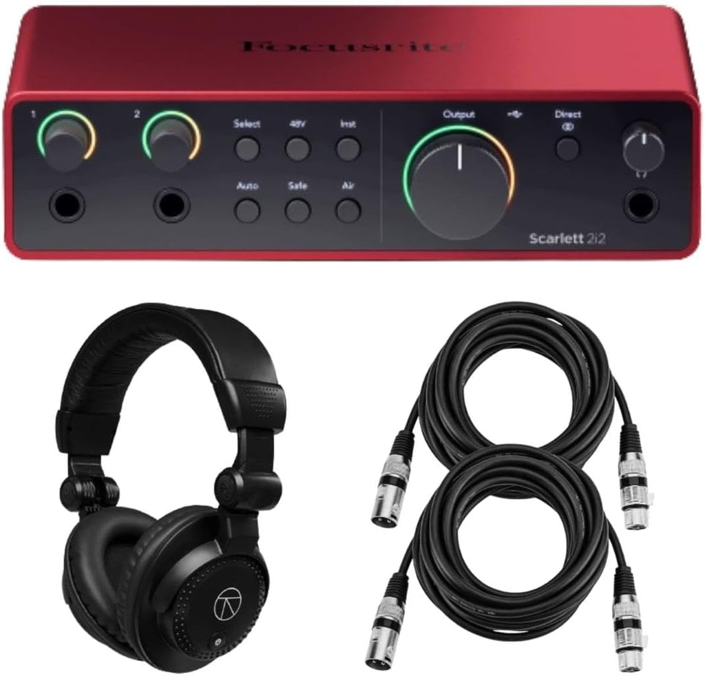 2x2 USB Audio Interface Bundle with Headphones and 2 XLR Cables S631