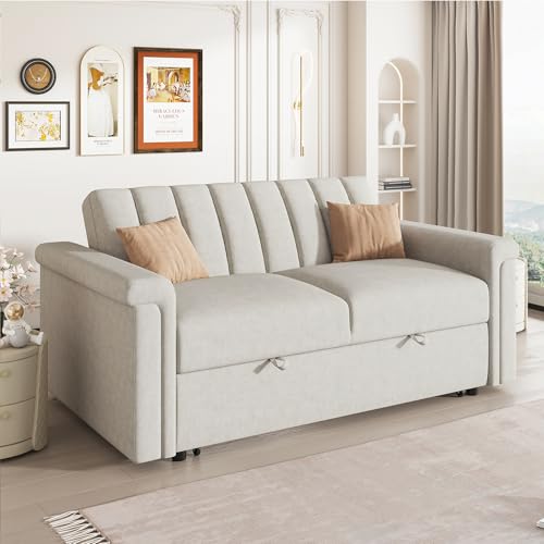 Gray Convertible Sofa Bed with Adjustable Backrest W145919
